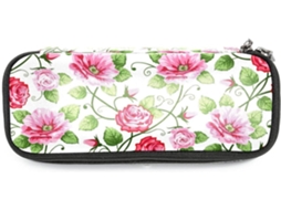 Porta-lápis com estampa floral retrô de rosas cor-de-rosa