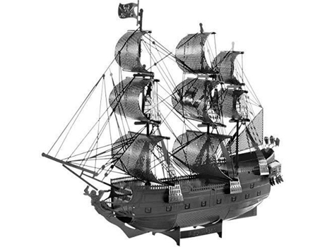Kit de modelo de metal 3D Fascinations Metal Earth Iconx Ship Black Pearl Black Version Fascinations