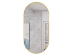 Espelho Oval 80x40cm Moldura Dourada Leobert (Outlet Caixa Aberta)