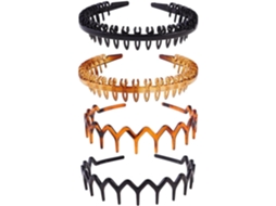Conjunto de 4 elásticos de cabelo pretos antiderrapantes de plástico para mulheres, estilo retrô.