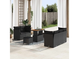 Vidaxl Conjunto De Sofá De Jardim 8 Unid. Preto Vime Pe