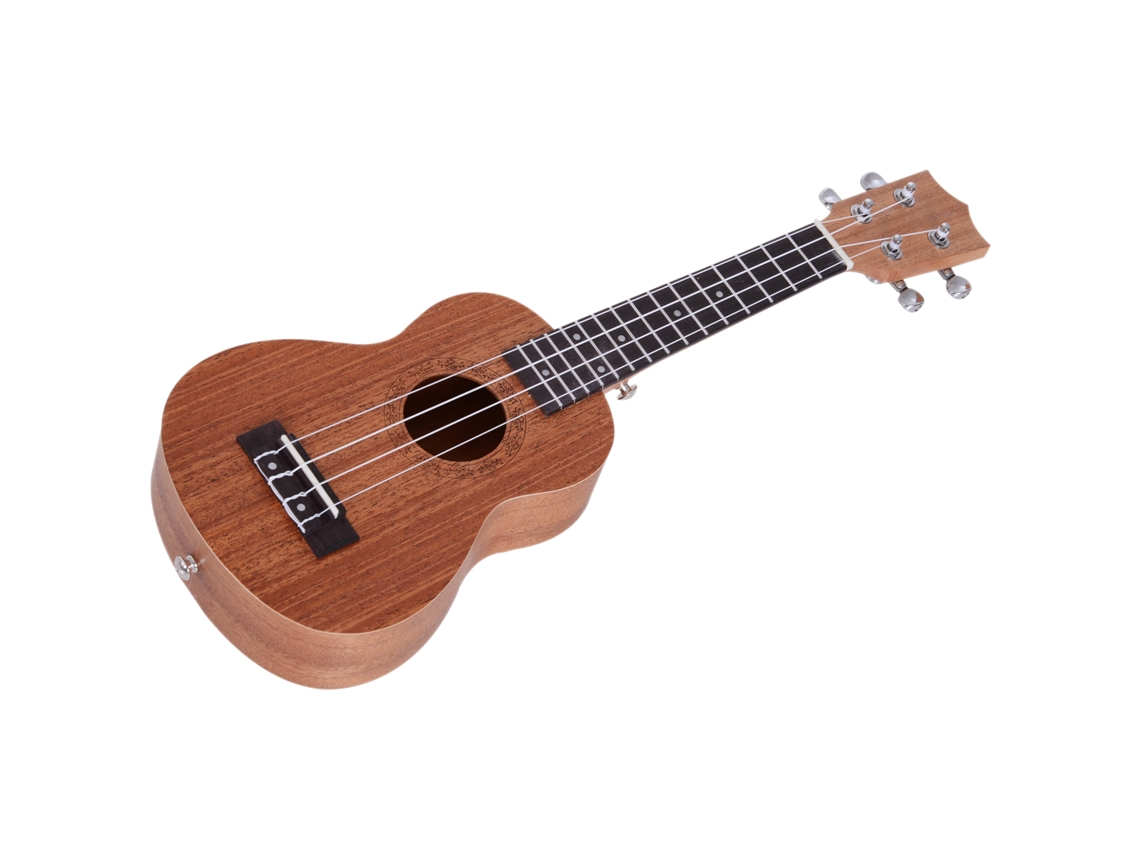Ukulele Soprano para Iniciantes com 4 Cordas de Nylon Ajustáveis Brinquedo Educativo de Madeira 53x17,5x6,2cm