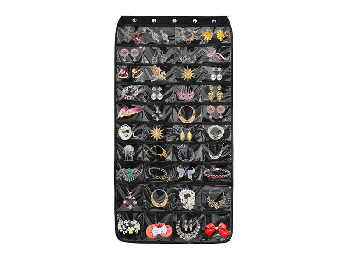 Organizador Joias Bolsos Transparentes NEVEANCE Preto (45x25x2cm)