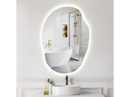 Espelho De Banheiro Com Luz Led, Forma Irregular, Anti‑nevoeiro, Função Tátil, 3 Temperaturas De Cor, Ip54 À Prova De Água, 60 X 90 X 3 Cm
