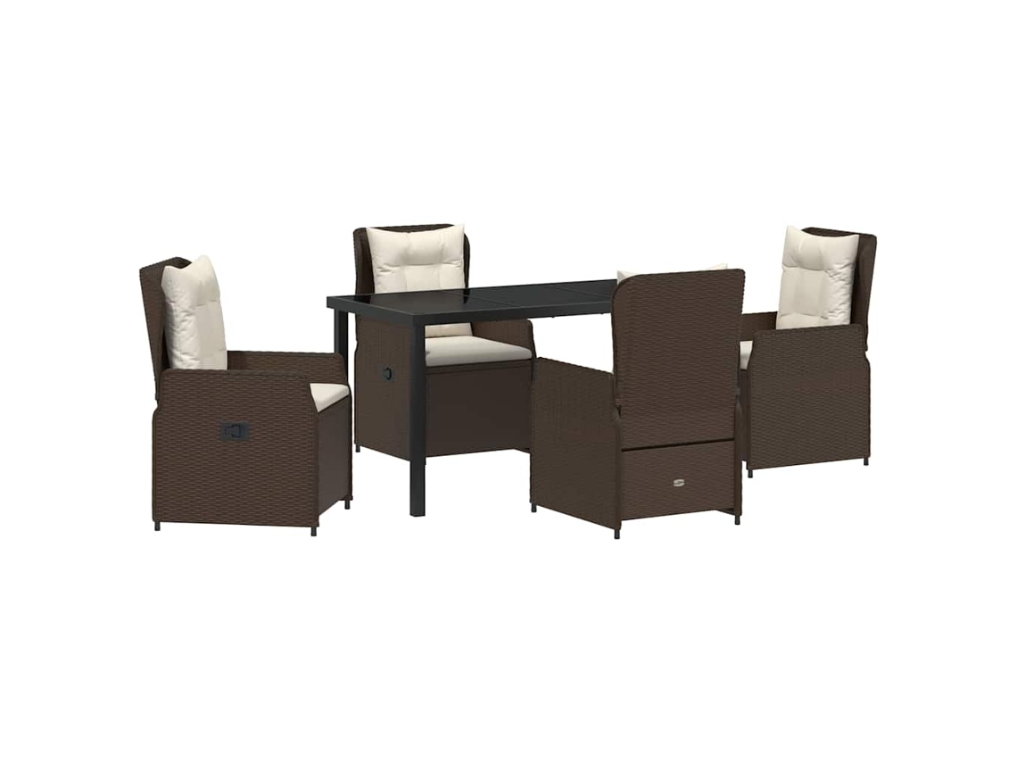 Conjunto Jantar para Jardim 5 Peças Castanho Vime Pe MAISON EXCLUSIVE