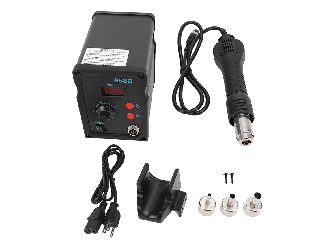 Estação de Soldagem a Ar Quente 700W com Display LED Digital Ajustável e 3 Bicos Us Plug 110V | S/MARCA