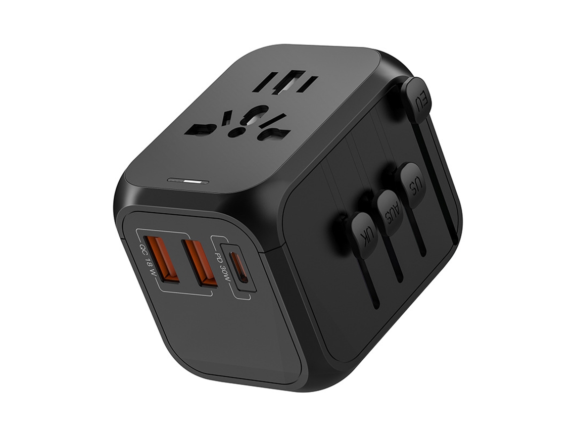Adaptador De Viagem Universal Mundial Com Pd20w, 2 Usb, 1 Usb, C E 1 Tomada Ca, Adaptador De Tomada Internacional, Para Alemanha, Eua E Inglaterra