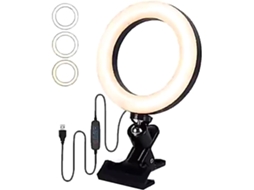 Luz de Selfie SFUSHOS com clip para laptop de 6 polegadas, alimentada por USB