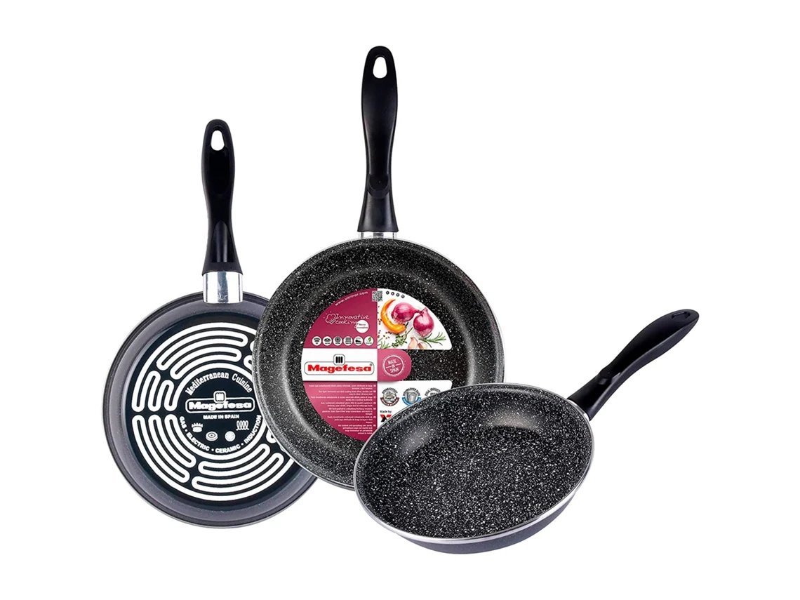 Frigideiras de Indução MAGEFESA Antiaderente (3 Un - 18-20-24 cm - Aço Vitrificado)