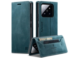 Capa Tipo Carteira Para Xiaomi 14 Autspace A01, Capa De Couro Com Suporte E Bloqueio Rfid, Azul