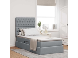 Vidaxl Cama com Arrumação e Colchão Cinzento claro 90 X 200 Cm Tecido
