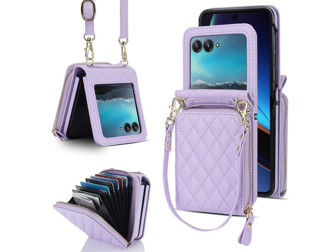 Capa De Celular Dobrável Com Tela E Porta-cartões Transversalroxo - Oppo Find 2 Fliphone