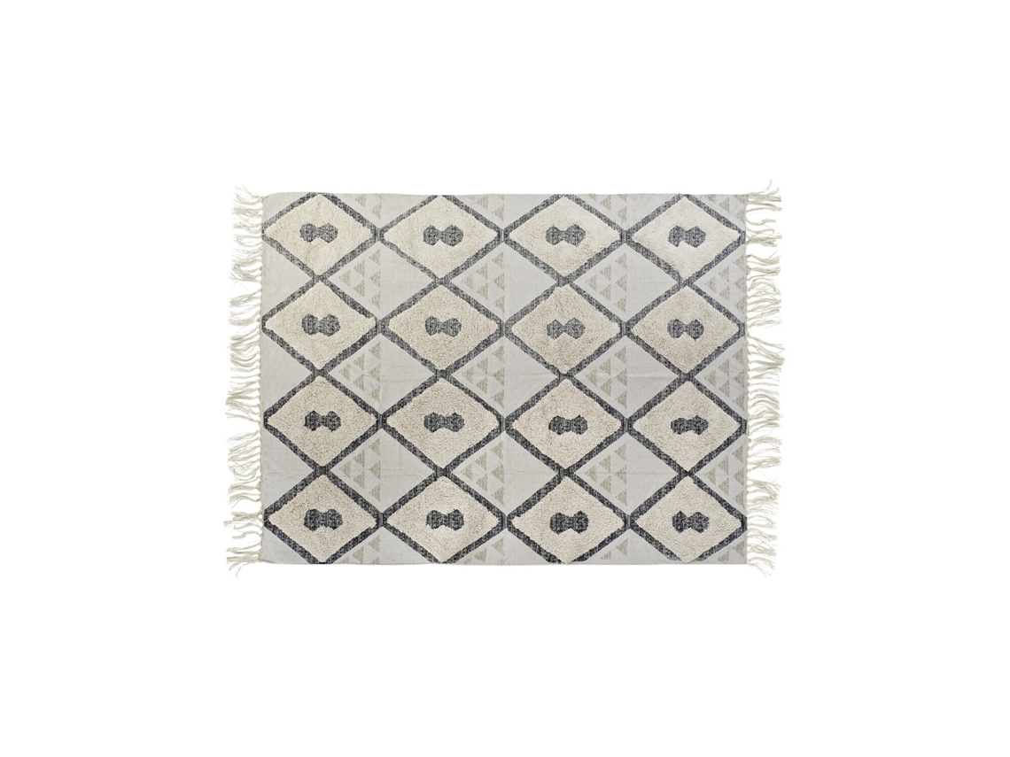 Tapete de Algodão 1500 G/m² Bege com Padrão de Losangos, 120 X 180 X 1 Cm ALEXANDRA HOUSE LIVING