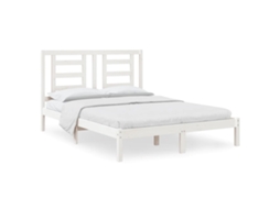 Cama Sem Colchão em Madeira de Pinho Maciça Branco MAISON EXCLUSIVE (140x190 cm)