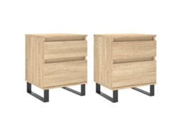 Bedside Cabinet, Bedside Cabinets Vidaxl Marrom Madeira Processada (n/a)