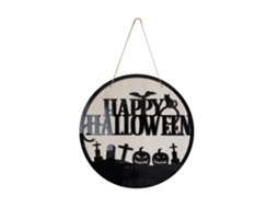 Placa De Porta Halloween Abóbora Em Madeira