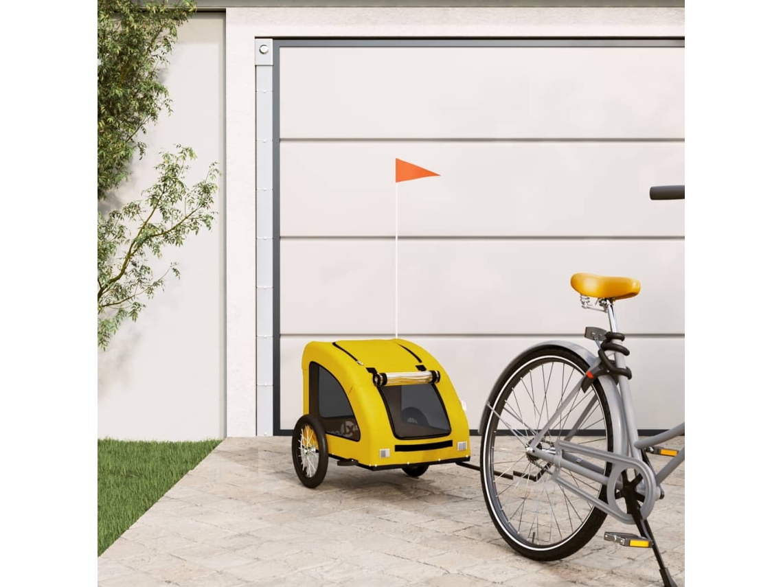 Vidaxl Reboque Bicicleta P/ Animais Tecido Oxford/ferro Amarelo