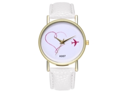 Reloj De Pulsera Analógica De Cuarzo Con Dial Redondo Para Mujer Moda (blanco)