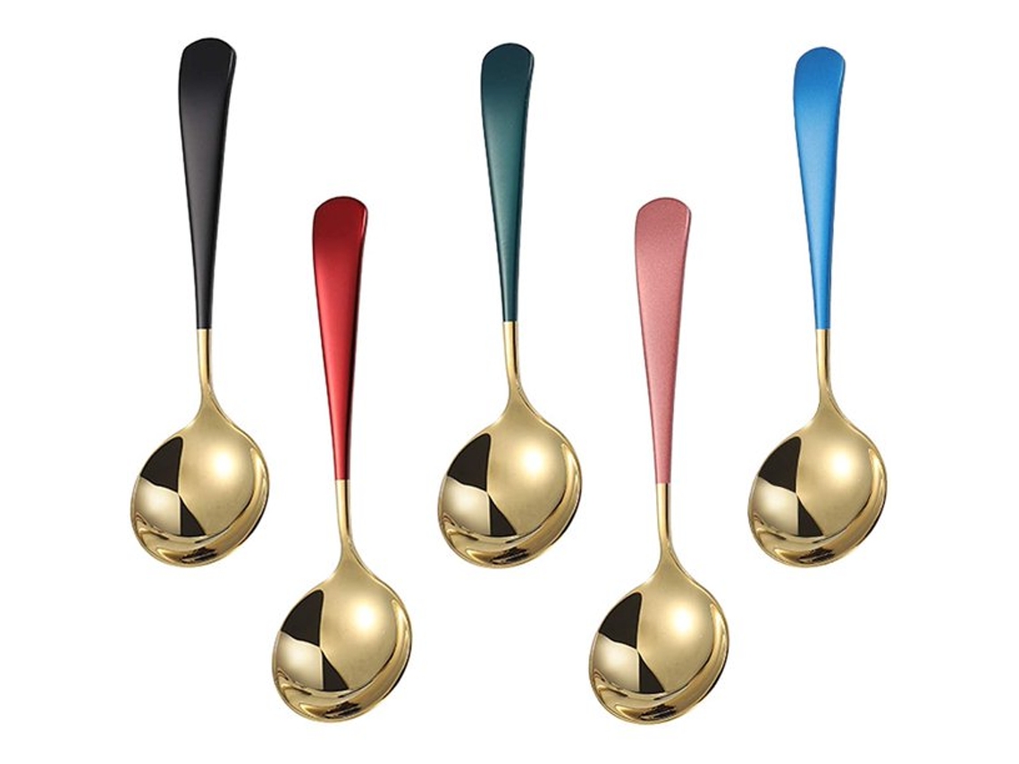 Conjunto de Colheres de Sopa em Metal 5 Peças Colheres Coloridas de Aço Inoxidável NEVEANCE