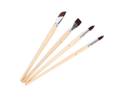 Conjunto De 4 Pinceis De Nylon Com Ponta Plana Para Água, Guache, Óleo E Acrílico - Ferramentas De Pintura Para Artistas