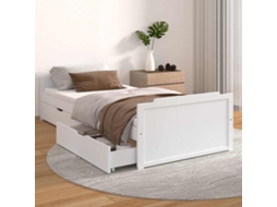 Vidaxl Estrutura De Cama Com Gavetas 90x200 Cm Pinho Maciço Branco