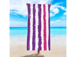 Yuysan Toalha De Praia Listrada Em Microfibra, Alta Absorção E Secagem Rápida, 180x90cm, Modelo St209, Cor Roxo