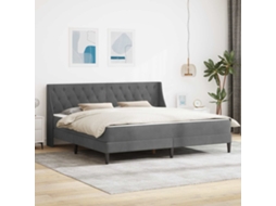 Vidaxl Estrutura De Cama Com Colchão Cinza Escuro 200 X 200 Cm Veludo