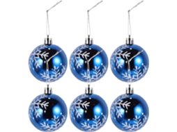 Conjunto 6 Bolas Natal Azuis Brilhantes Plástico Decorações Criativas Pendurar Árvore Parede Cm GOKOCO