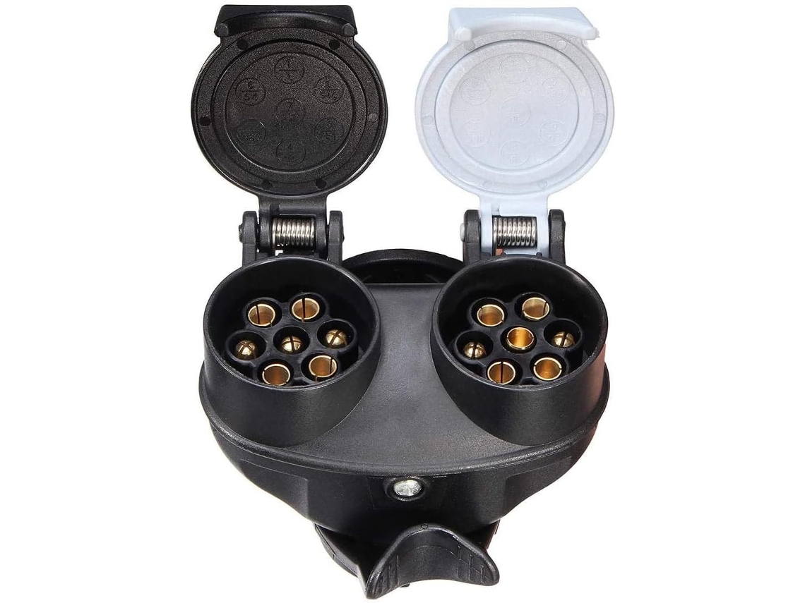 Adaptador de conversão de tomada dupla para reboque, 13 pinos para 7 pinos, tomada à prova d'água de 12V para autocaravanas, caminhões e reboques.