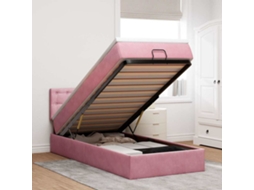 Estrutura de Cama Otomana com Colchão Rosa 90x200 cm Veludo MAISON EXCLUSIVE