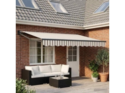 Vidaxl Toldo Retrátil Cinza Claro E Branco 4 × 3 M Poliéster E Metal