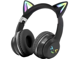 Fones De Ouvido Com Orelhas Gato, Microfone Sem Fio E Luzes De Led