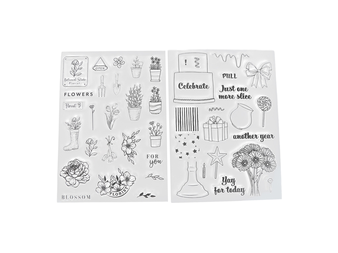 Set de Selos Transparentes 2 Piezas para Tarjetas Y Decoración Exquisitos Seguros Reciclables Accesorios de Manualidades