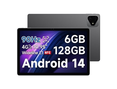 Tablet Alldocube iPlay 60 Pro Tela 10,95 Polegadas Processador Mediatek Helio G99 6GB128GB Bateria 7000mAh Android 14 Cinza