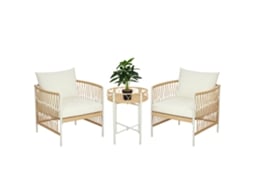 Conjunto de Jardim Pe, Poliéster Cor Bege, Creme, Branco 72x66x64 cm Outsunny