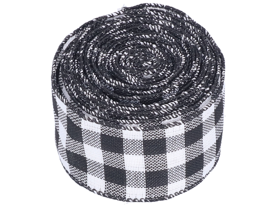 Fita De Natal 5m Com Borda Fio Tartan Decoração Embalagem