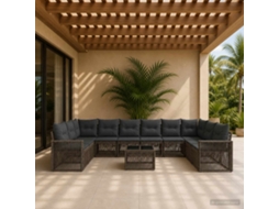 Vidaxl Conjunto De Sofá De Jardim 11 Pcs Cinza E Cinza Escuro Vime Pe