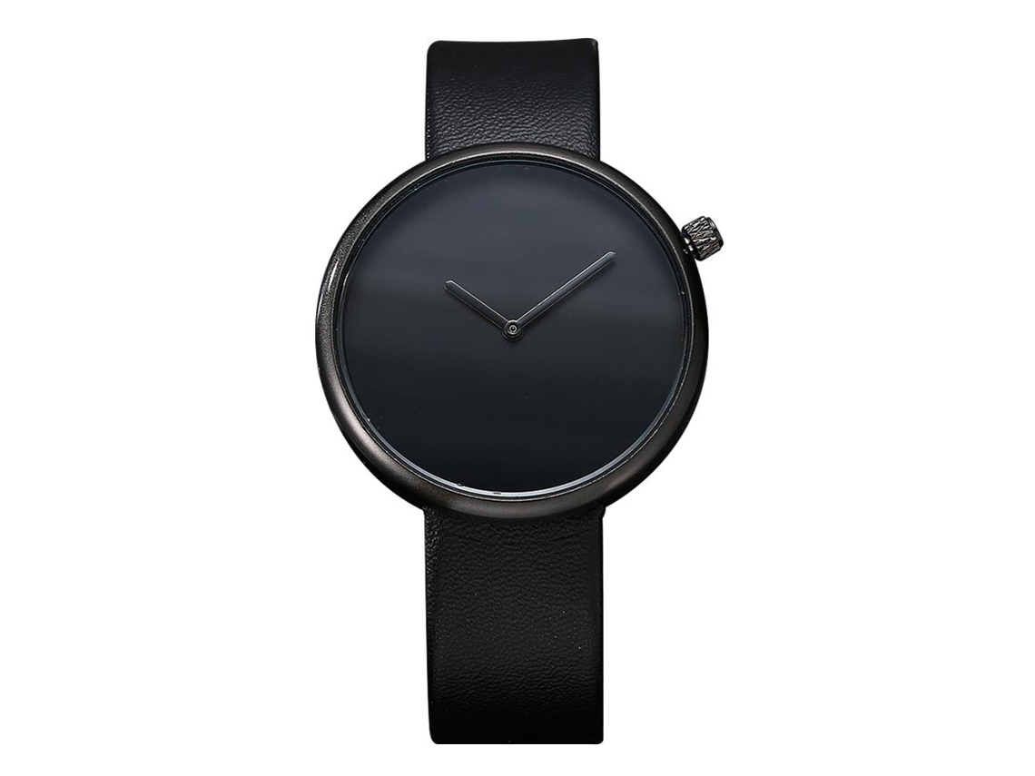 Reloj Casual Moderno Para Hombre Con Correa De Pu Dial Redondo De Acero Cuarzo Negro