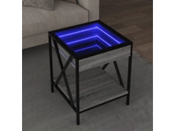 Vidaxl Mesa De Centro Luzes Led Infinity 40x40x49 Cm Cinzento Sonoma