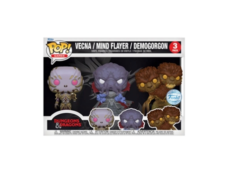 Figura Funko D&D Vecna Mind Flayer & Demogorgon 3-Pack Pop! Vinyl Exclusivo Us DUNGEONS & DRAGONS