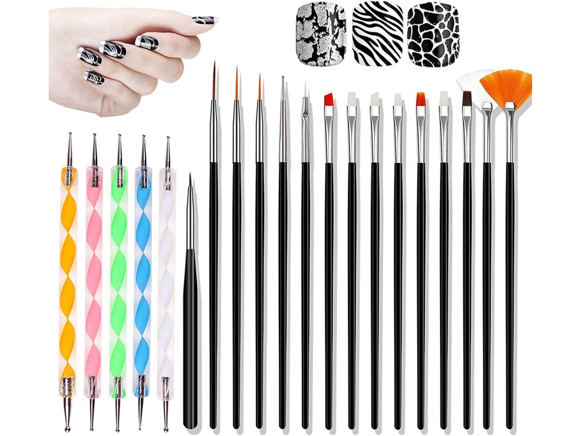 15 Pincéis 5 Canetas De Pontos Pincéis Para Nail Art Pincel Para Nail Art Pincel Para Nail Art Slowmoose