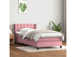Vidaxl Cama Com Molas/colchão Rosa 90x210 Cm Veludo