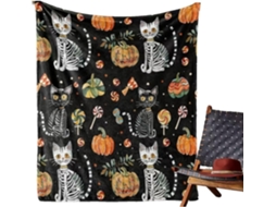 Manta Syjym de Halloween com Estampa Fantasmas e Abóboras Macia Felpuda Perfeita para Decoração Casa Sofá Cama