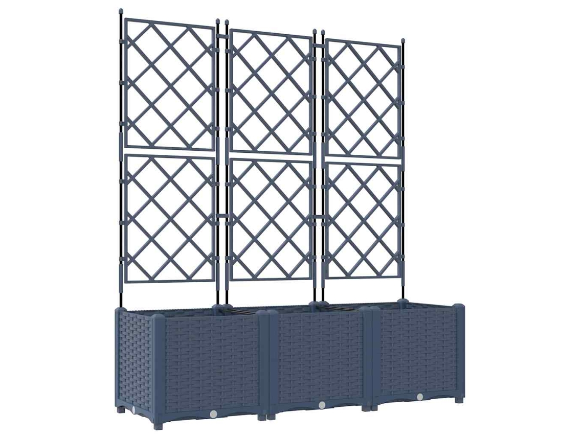 Conjunto 3 Vaso De Jardim Vidaxl Cinzento Polipropileno (120 X 40 X 143 Cm)