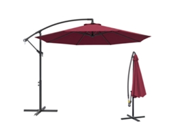 Guarda-sol De Jardim 3x2,5 M Com Braço Inclinável E Manivela, Vermelho Escuro