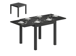 Mesa de jantar extensível 80/160 cm para 4 a 6 pessoas ZENCORE SERVICES preta