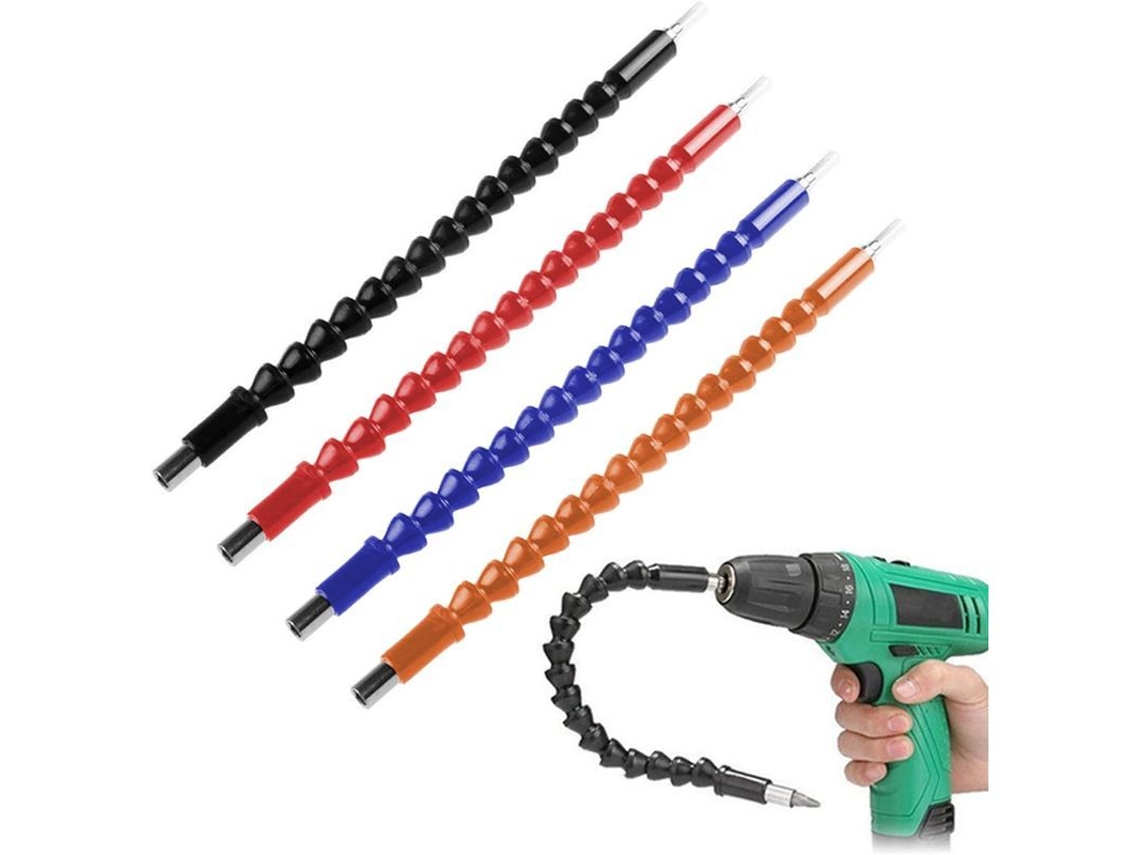 Conjunto de Extensão de Broca Flexível de 29,5 Polegadas para Parafusadeira Conexão Universal Preto Vermelho Azul Laranja