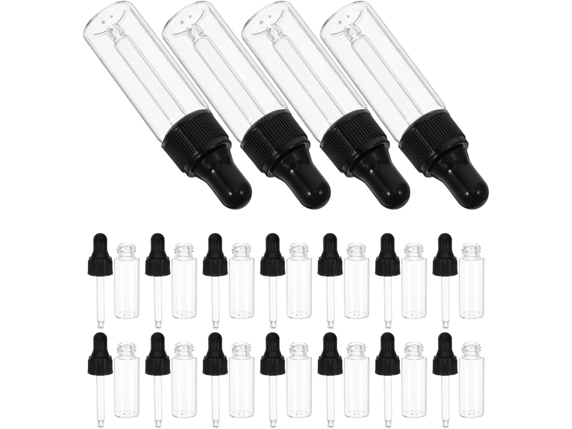 Frasco Conta-gotas De 5 Ml Em Vidro Preto E Pp, Pacote Com 20 Unidades, Design À Prova De Vazamentos E Dosagem Precisa.