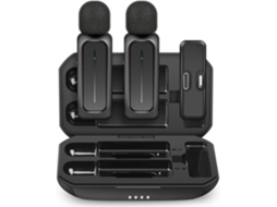 Microfones De Lapela Sem Fio Para Iphone, Ipad E Android Com Estojo Carregamento, Clipe 7h, Microfone Aquaforge