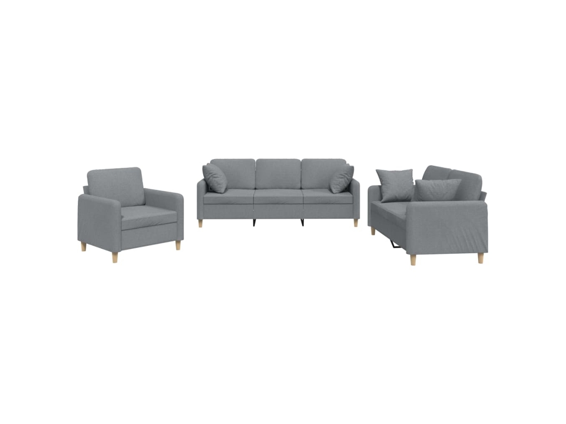 Conjunto de 3 Sofás com Almofadas Tecido Cinzento claro MAISON EXCLUSIVE